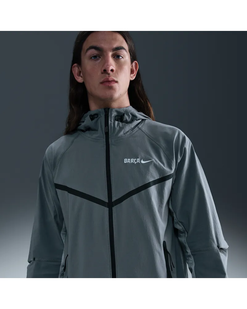 Nike FC Barcelona Tech Windrunner  Fußballjacke aus Webmaterial mit durchgehendem Reißverschluss (Herren) - Grau Grau