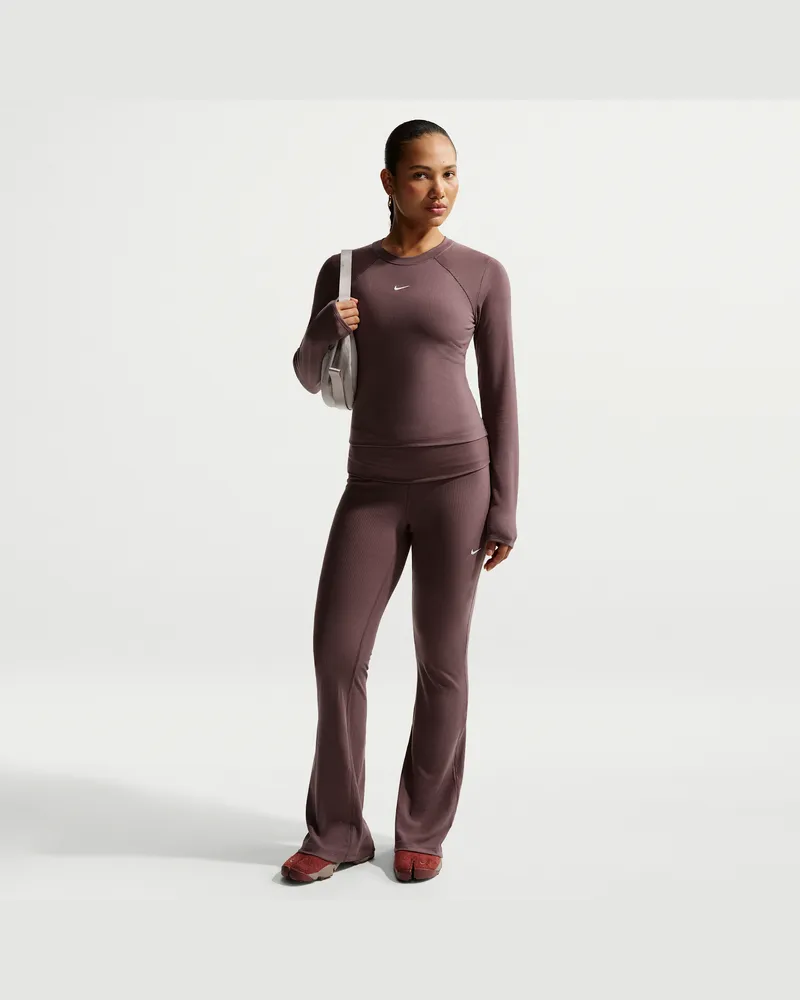 Nike Chill Knit eng geschnittene Ripp-Hose mit mittelhohem Bund (Damen) - Lila Lila