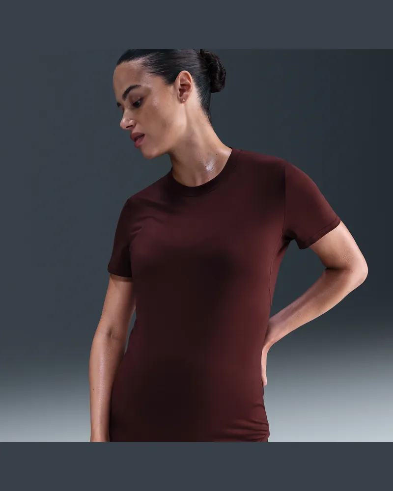 Nike M) One Dri-FIT-Kurzarmshirt mit schmaler Passform für Damen (Schwangere und Mütter) - Rot Rot