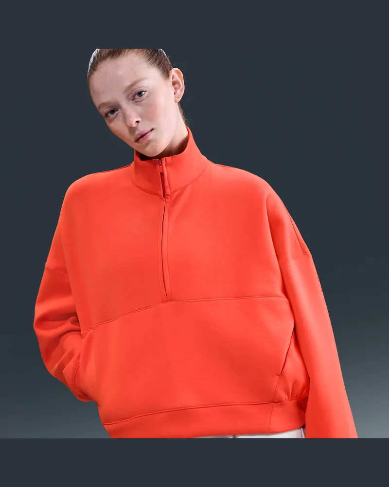 Nike 24.7 ImpossiblySoft Oversize-Oberteil mit Dri-FIT-Technologie und Halbreißverschluss (Damen) - Rot Rot