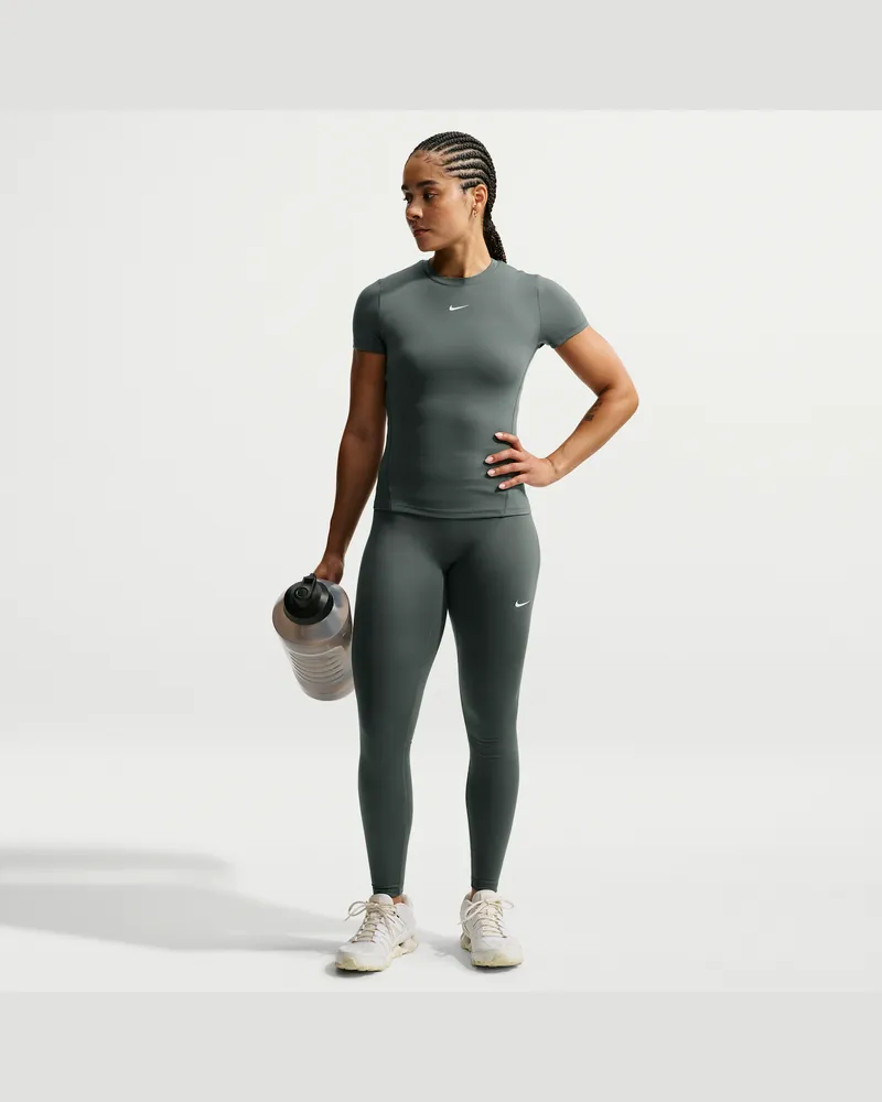 Nike One Leggings in voller Länge mit nahtloser Vorderseite und hohem Bund (Damen) - Grün Grün