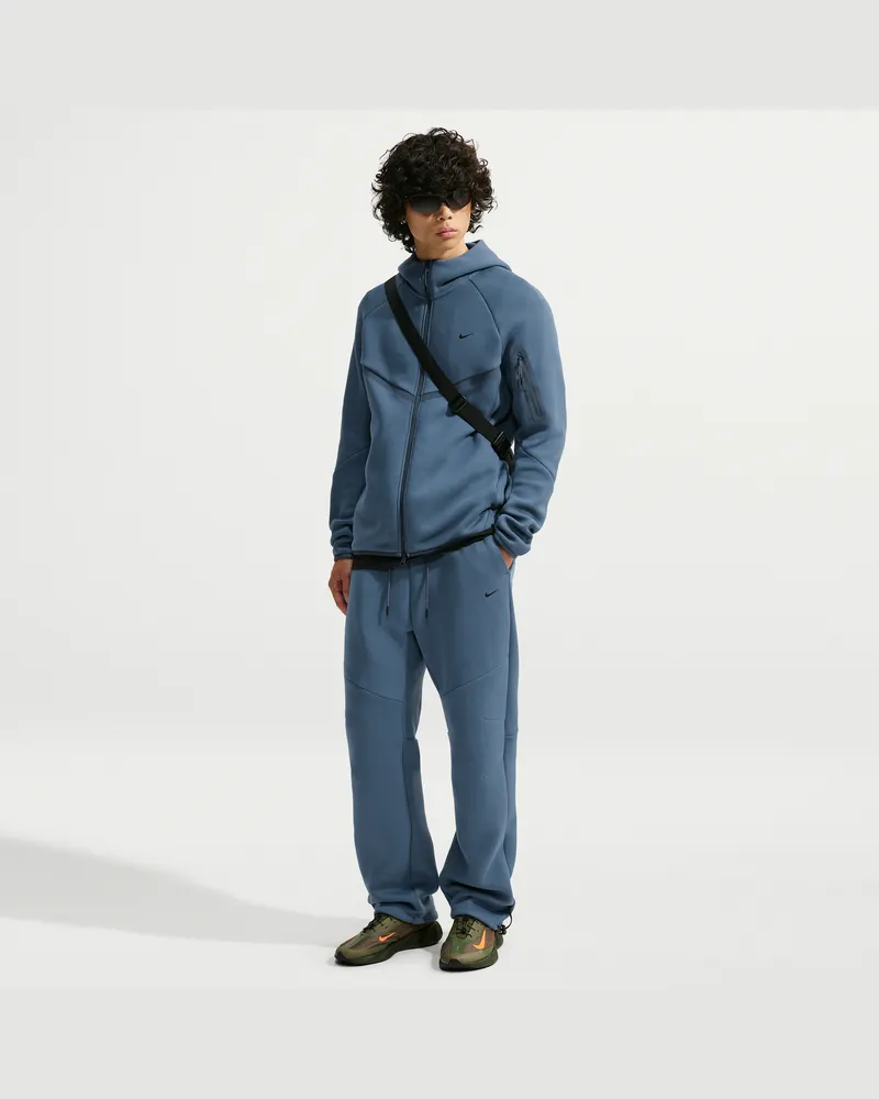 Nike Tech Fleece-Hose mit offenem Saum und reflektierenden Designakzenten (Herren) - Blau Blau