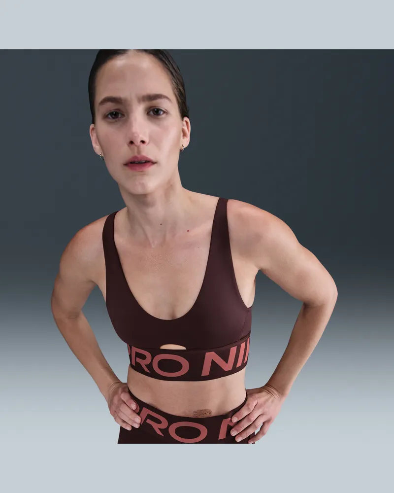 Nike Pro Indy Plunge gepolsterter Sport-BH mit mittlerem Halt - Rot Rot