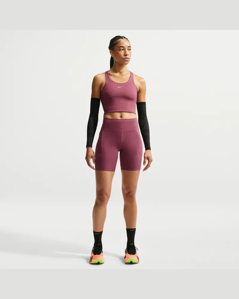 Nike Swift Dri-FIT Laufshorts mit hohem Bund (ca. 18 cm) für Damen - Rot Rot