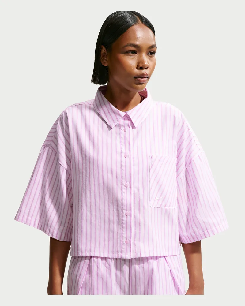 Nike Chill Popeline Oversize-Top mit Streifen (Damen) - Lila Lila