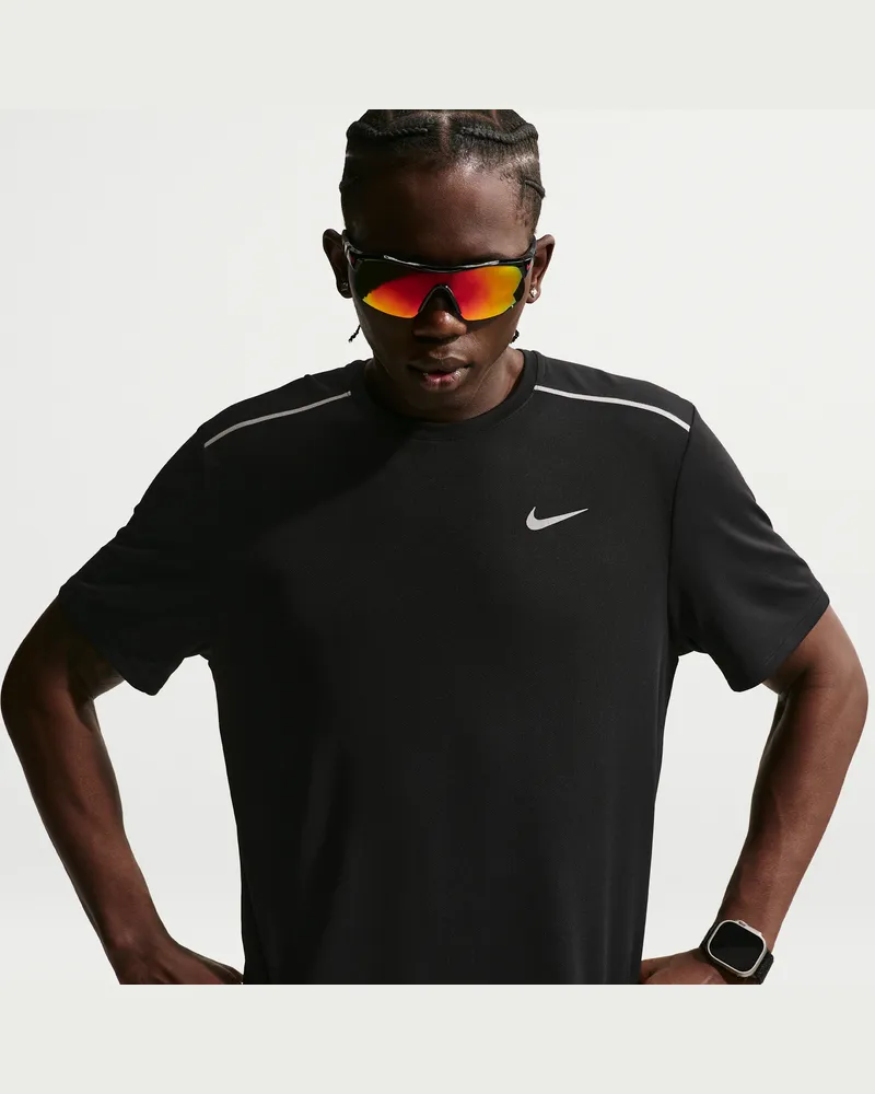 Nike Miler Dri-FIT Kurzarm-Laufoberteil für Herren - Schwarz Schwarz