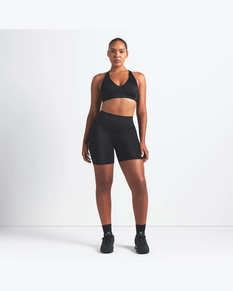 Nike SKIMS Satin Shine Bike Shorts mit hohem Bund (12,5 cm, Damen) - Schwarz Schwarz