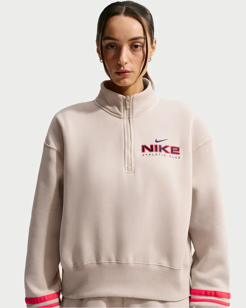 Nike Fleece-Oberteil in Oversize mit Viertelreißverschluss für Damen - Braun Braun