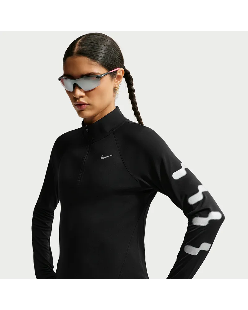 Nike Tempo Flash Dri-FIT-Laufoberteil mit Halbreißverschluss (Damen) - Schwarz Schwarz