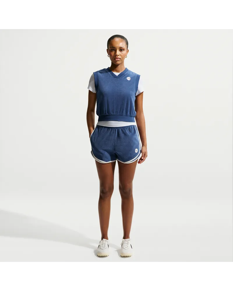 Nike Chill Terry Shorts mit mittelhohem Bund (Damen) - Blau Blau