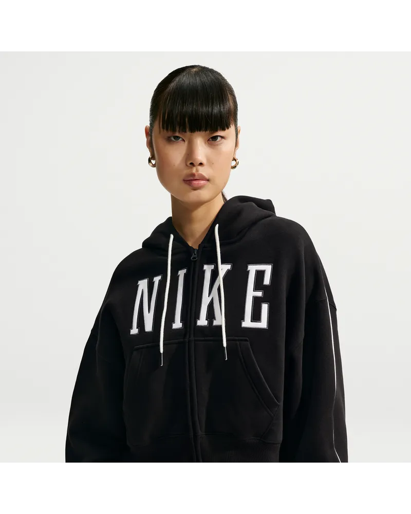 Nike Studio Fleece mittelschwere verkürzte Oversize-Kapuzenjacke (Damen) - Schwarz Schwarz