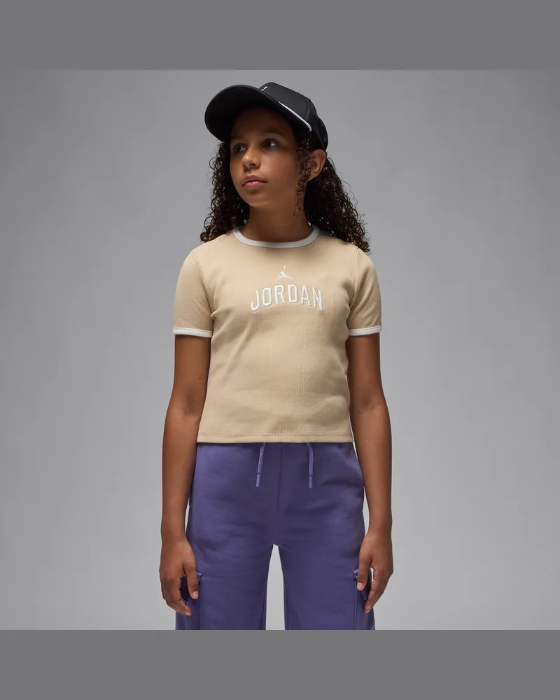 Jordan geripptes T-Shirt mit leicht verkürztem Schnitt (ältere Kinder) - Braun Braun