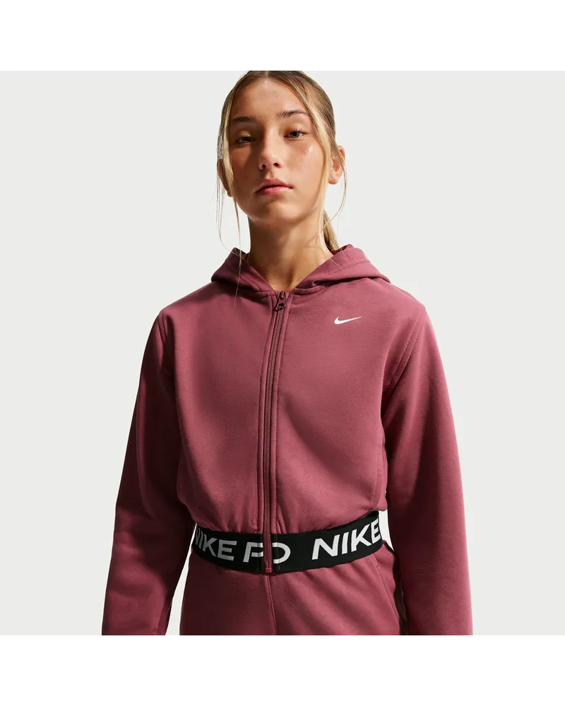 Nike Pro Fleece Dri-FIT-Kapuzenjacke (ältere Kinder) (Mädchen) - Rot Rot