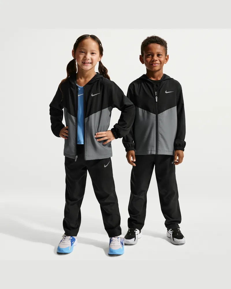 Nike Dri-FIT Set aus Webjacke mit durchgehendem Reißverschluss und Hose (jüngere Kinder) - Schwarz Schwarz