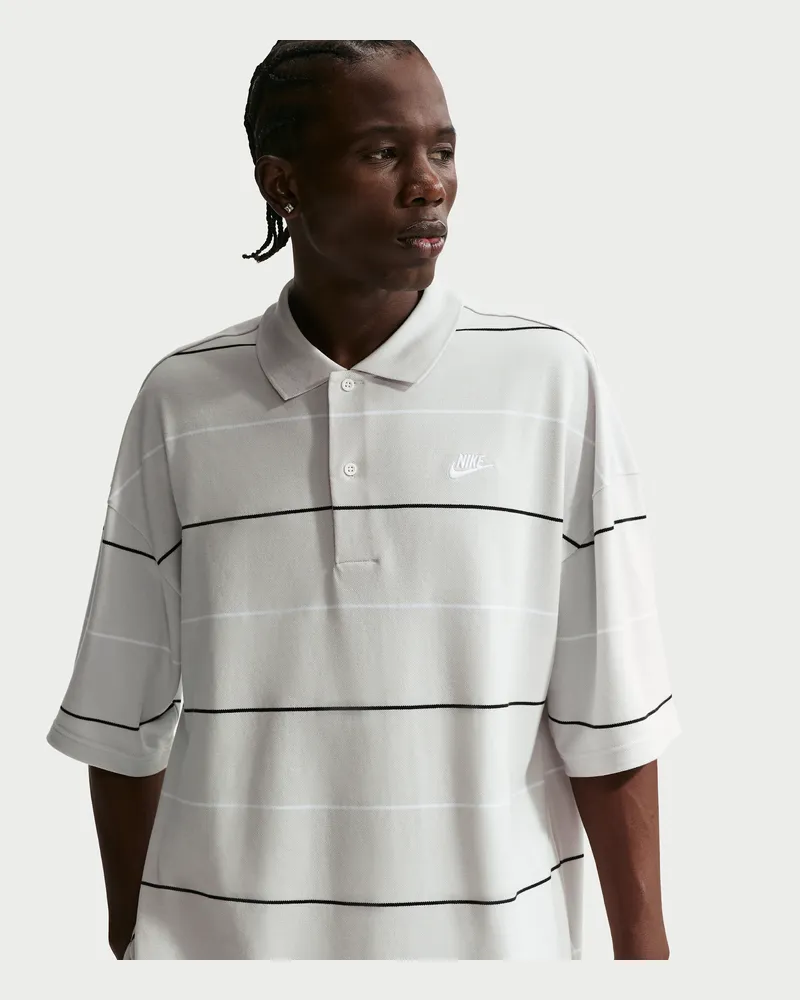 Nike Club Oversize-Poloshirt mit Streifen (Herren) - Grau Grau