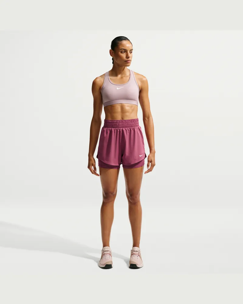 Nike One Dri-FIT 2-in-1-Shorts mit hohem Taillenbund für Damen (ca. 7,5 cm) - Rot Rot