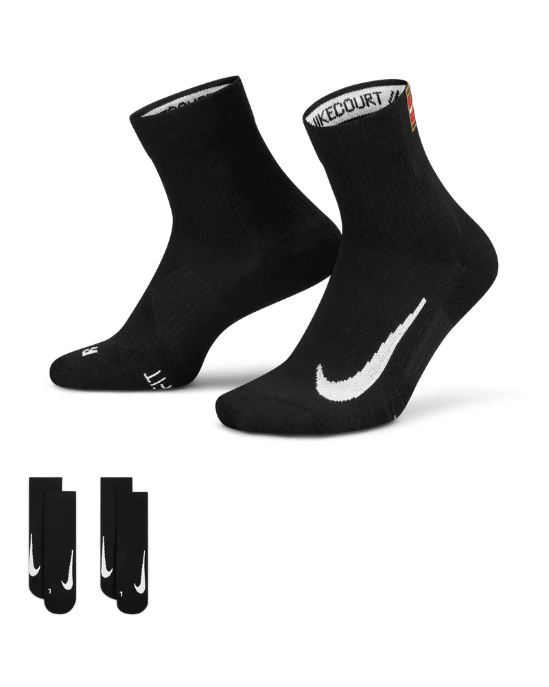 Nike Court Multiplier Max Tennis-Knöchelsocken (2 Paar) - Schwarz Schwarz
