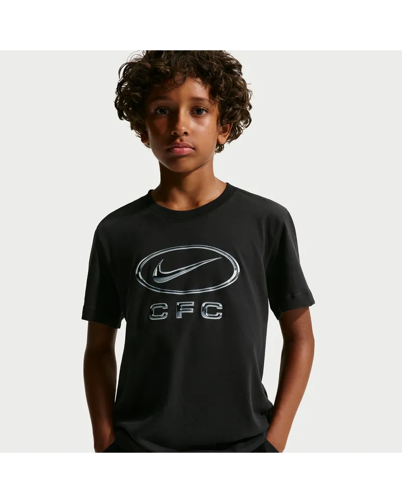 Nike FC Chelsea  Swoosh Fußball-T-Shirt (ältere Kinder) - Schwarz Schwarz