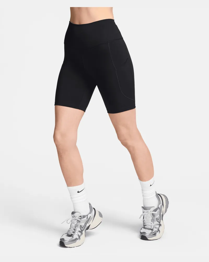 Nike One Bike Shorts mit Taschen und hohem Bund für Damen (ca. 20,5 cm) - Schwarz Schwarz
