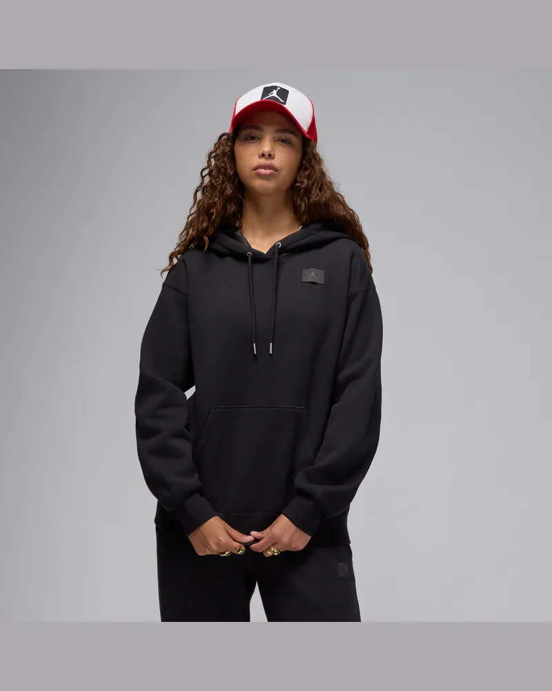 Jordan Flight Fleece Hoodie mit Satinfutter (Damen) - Schwarz Schwarz