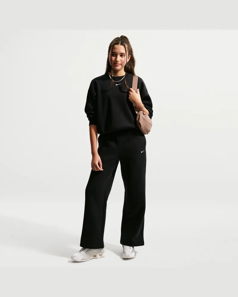 Nike Studio Fleece Hose mit offenem Saum (Mädchen) - Schwarz Schwarz