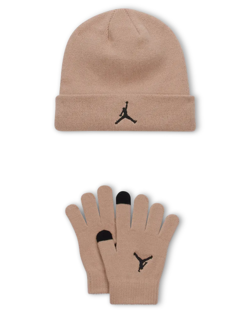Jordan Essentials zweiteiliges Beanie-Set (ältere Kinder) - Braun Braun
