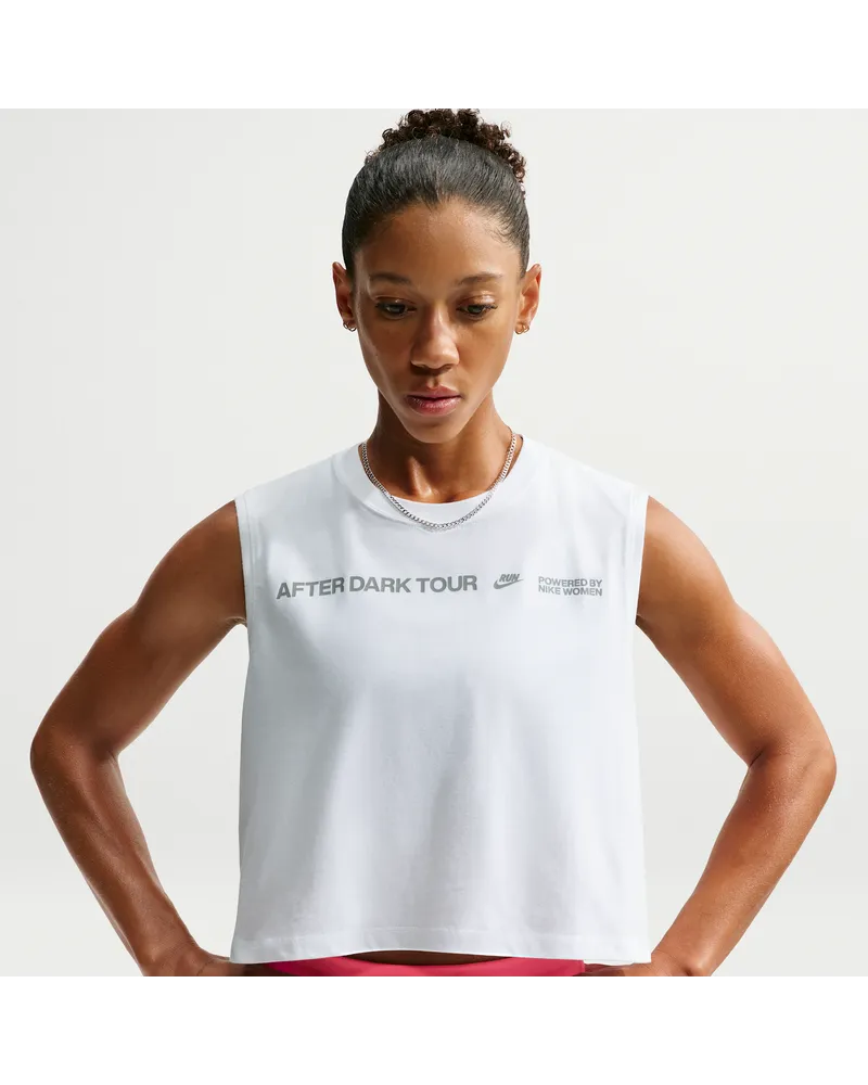 Nike After Dark Tour ärmelloses Dri-FIT Laufshirt (Damen) - Weiß Weiß