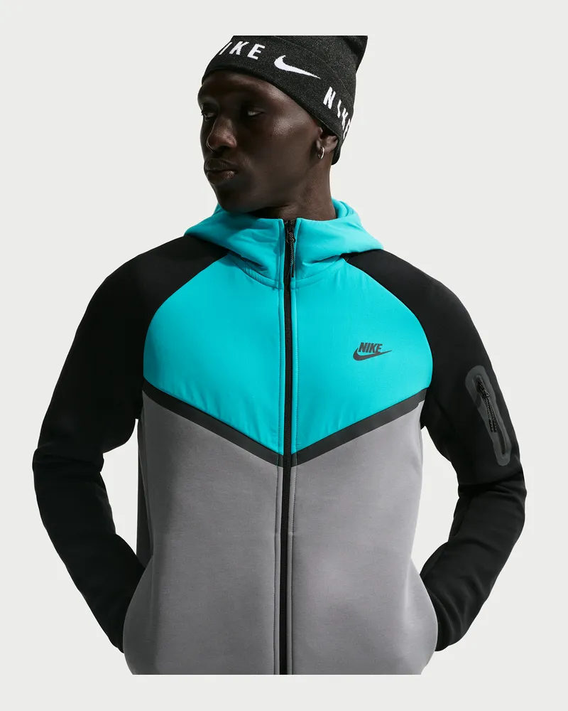 Nike Tech Windrunner-Jacke aus Fleece mit durchgehendem Reißverschluss (Herren) - Grau Grau