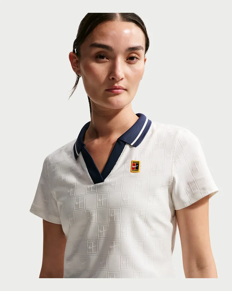 Nike Court Court Collection Dri-FIT Tennis Poloshirt mit verkürztem Schnitt (Damen) - Weiß Weiß
