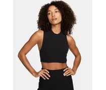 Sportswear Chill Knit Damen-Tanktop mit Stehkragen und kurzer, enger Passform - Schwarz