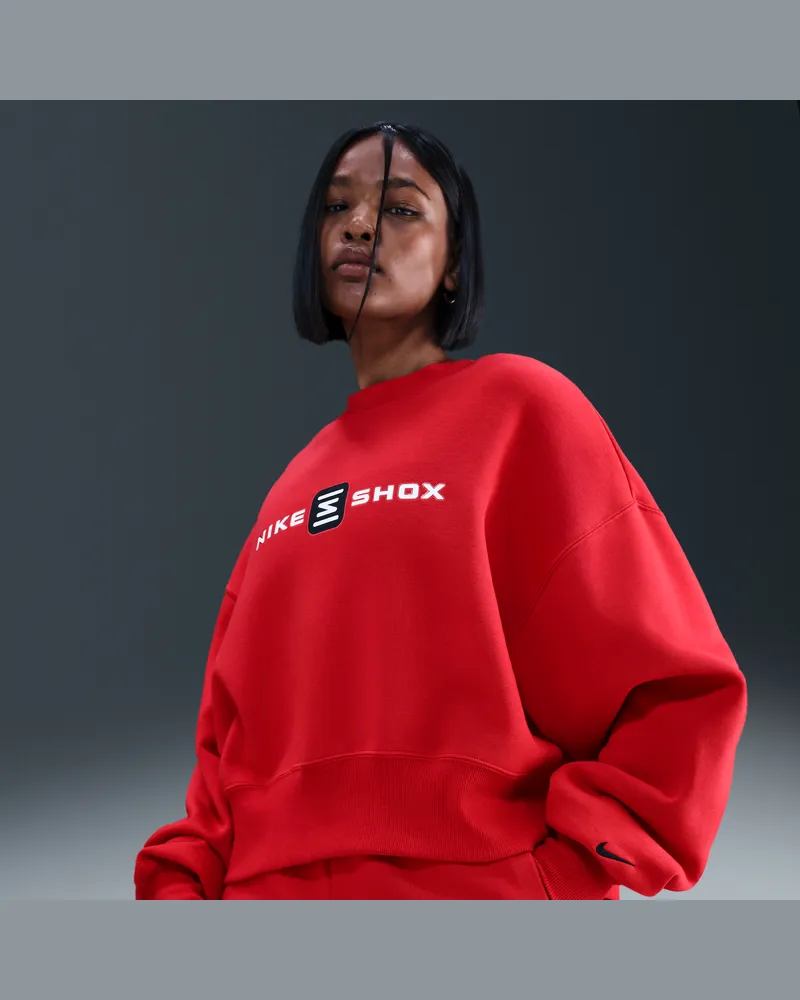 Nike Phoenix Fleece Shox Oversize-Damen-Sweatshirt mit Rundhalsausschnitt - Rot Rot