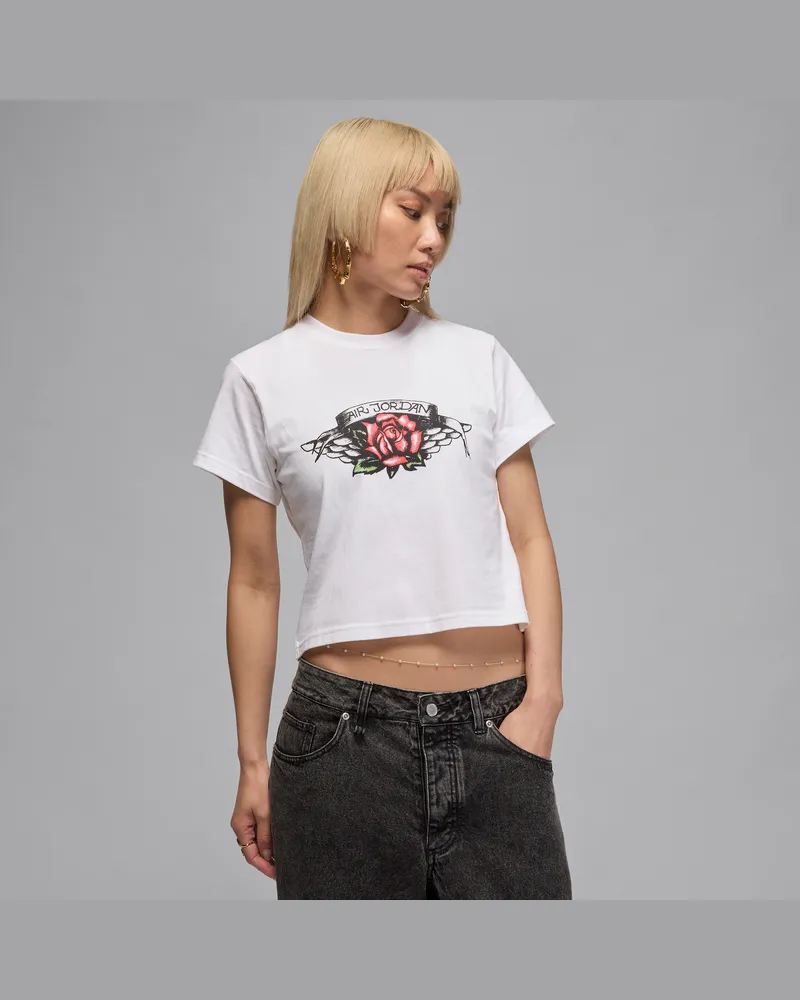 Jordan Flight T-Shirt mit Grafik in schmaler Passform (Damen) - Weiß Weiß