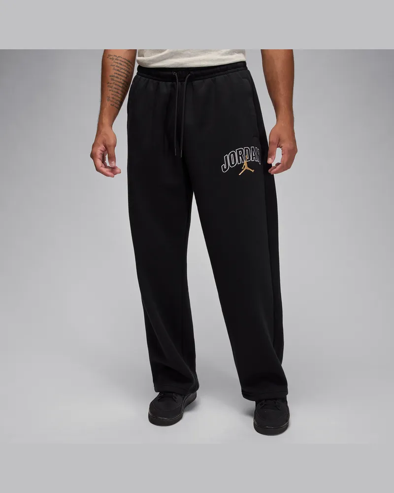 Jordan Brooklyn Fleece Oversize-Hose mit offenem Saum (Herren) - Schwarz Schwarz