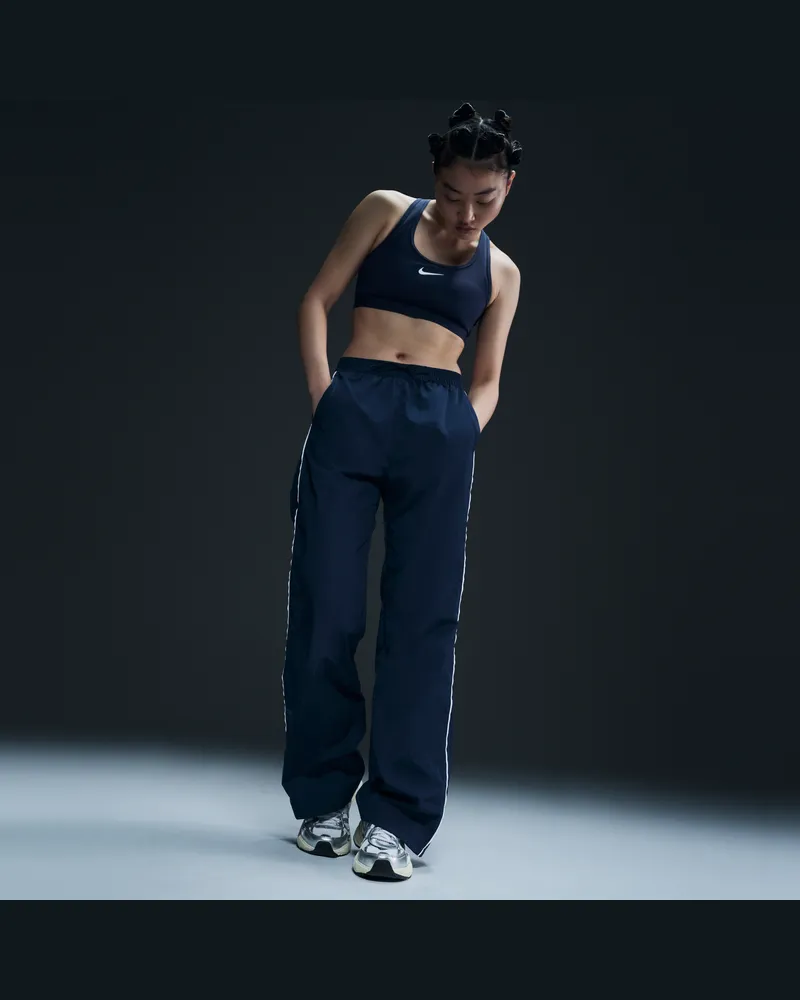 Nike Windrunner Webhose mit offenem Saum und hohem Taillenbund (Damen) - Blau Blau