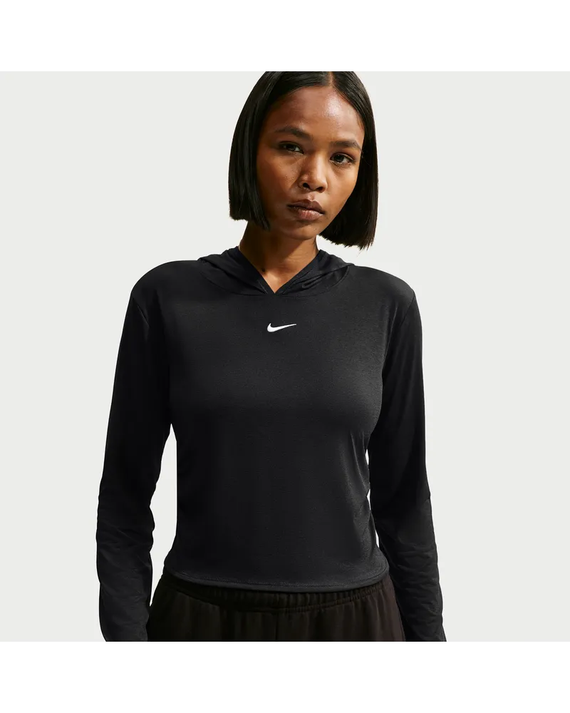 Nike durchsichtiges Longsleeve-Oberteil mit schmaler Passform (Damen) - Schwarz Schwarz