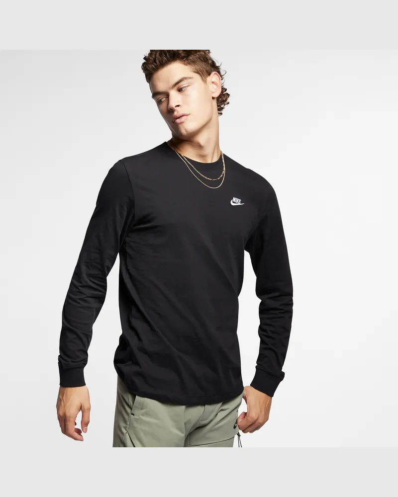 Nike Sportswear Club Langarm-T-Shirt für Herren - Schwarz Schwarz