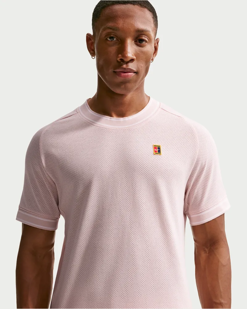 Nike Court Heritage Kurzarm-Tennisoberteil für Herren - Pink Pink