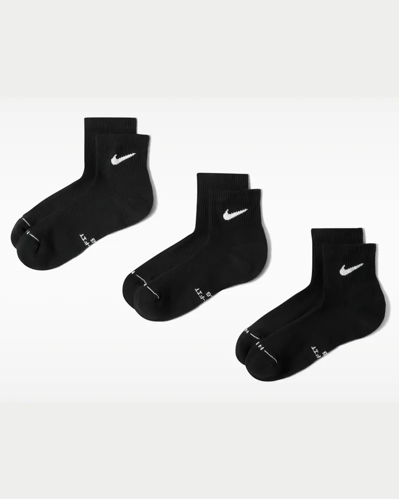 Nike Everyday Elevated Knöchelsocken (3 Paar) - Schwarz Schwarz