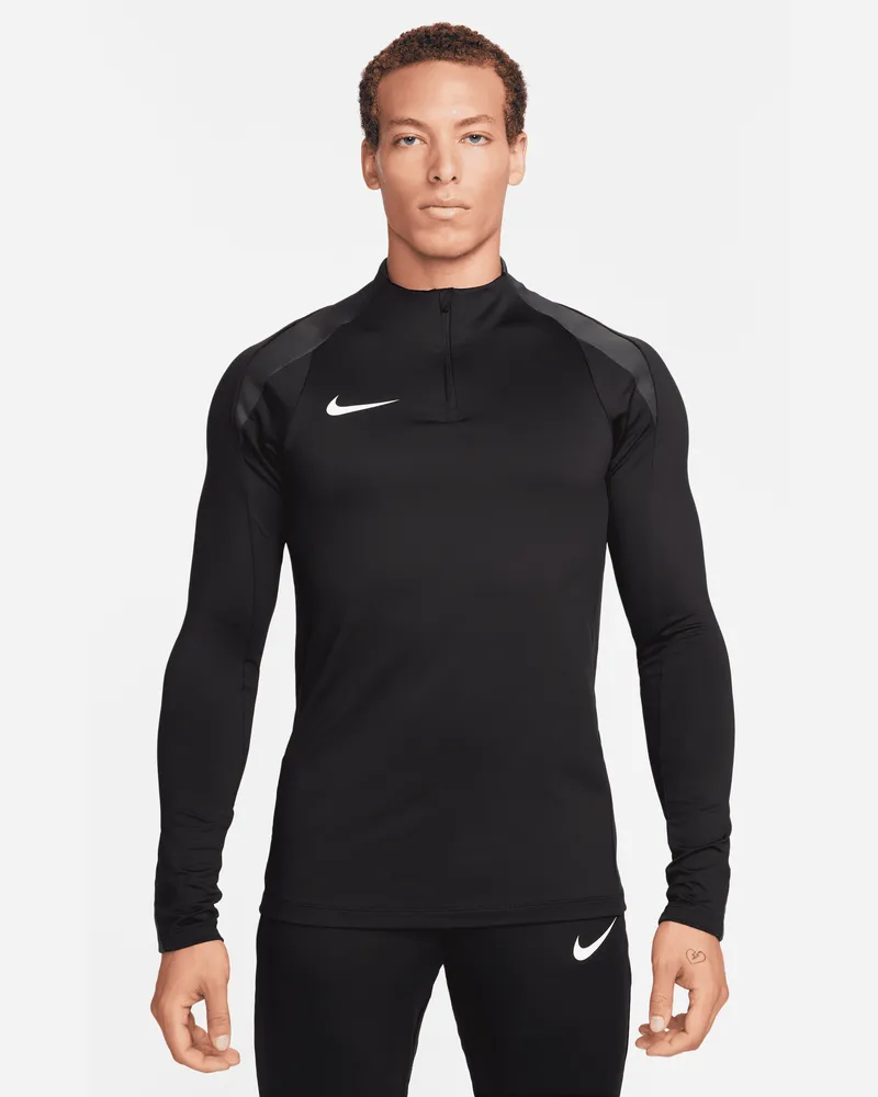 Nike Strike Dri-FIT-Fußball-Drill-Herrenoberteil mit Halbreißverschluss - Schwarz Schwarz