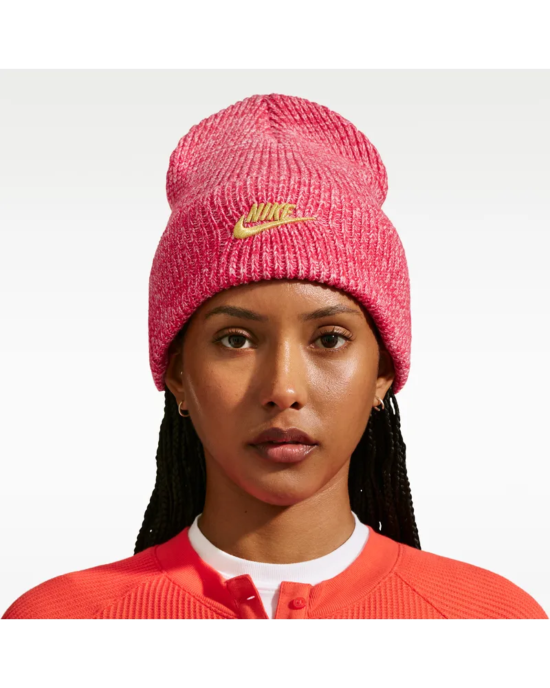 Nike Peak Holiday Beanie mit hohem Bündchen - Rot Rot