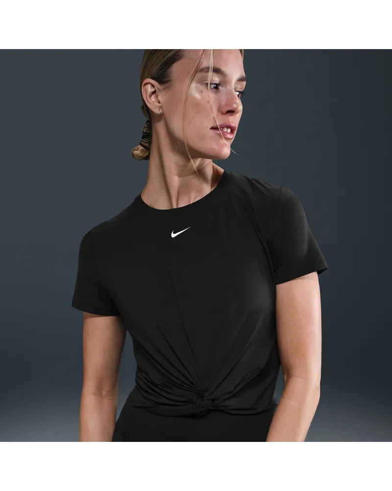 Nike One Classic Dri-FIT Twist-Kurzarmshirt (Damen) - Schwarz Schwarz
