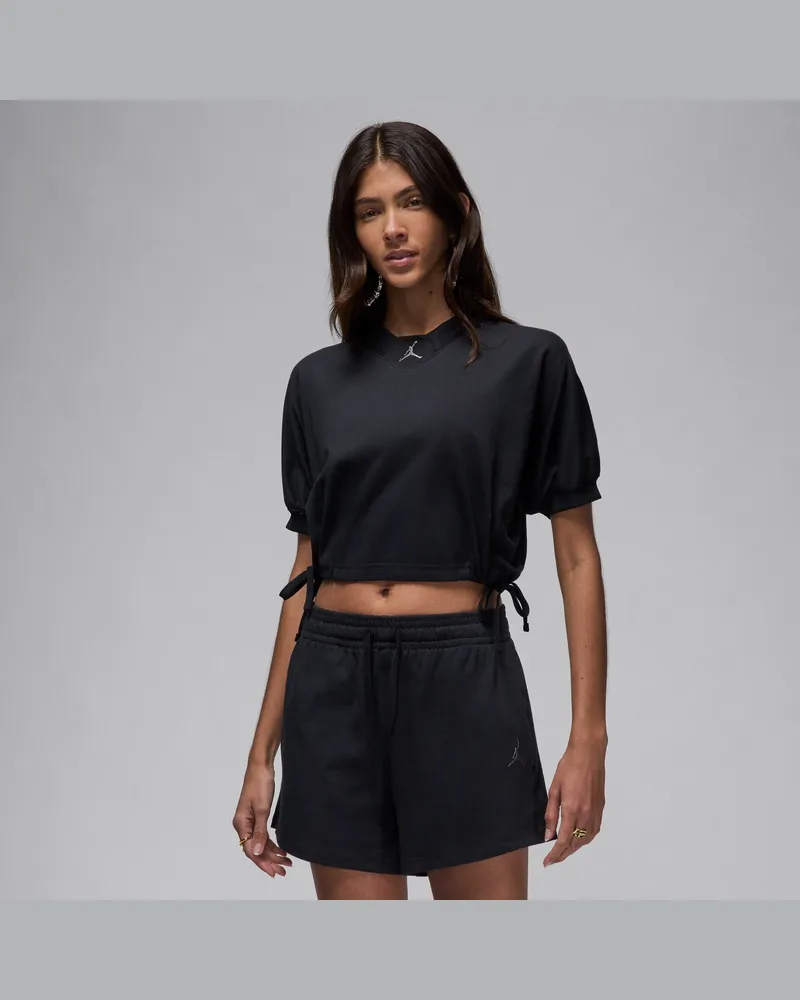 Jordan Crop Top aus Strickmaterial für Damen - Schwarz Schwarz
