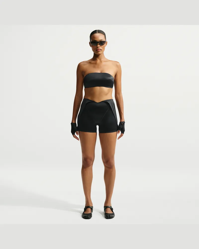 Nike SKIMS Satin Shine Shorts Suspender (7,5 cm, Damen) - Schwarz Schwarz
