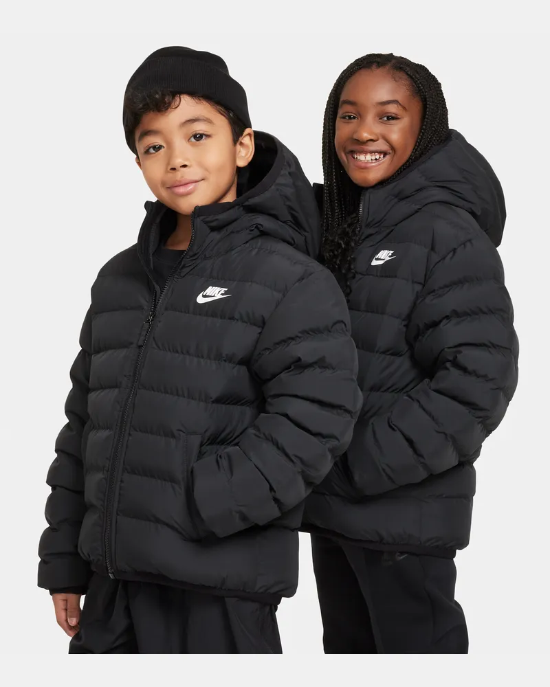 Nike Lightweight Synthetic Fill lockere Jacke mit Kapuze für ältere Kinder - Schwarz Schwarz