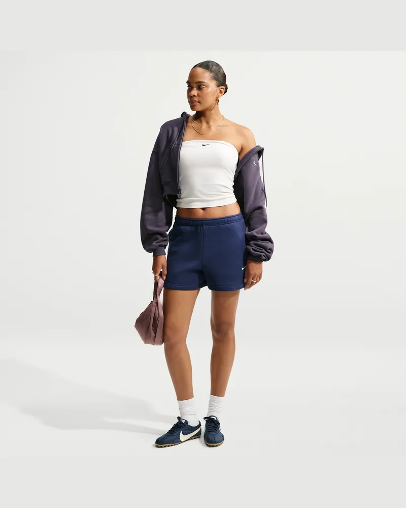Nike Studio Fleece Mid-Rise-Shorts aus mittelschwerem Material (Damen) - Blau Blau