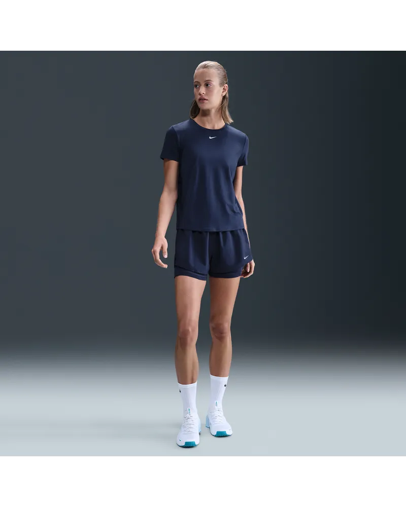 Nike One Dri-FIT 2-in-1-Shorts mit hohem Taillenbund für Damen (ca. 7,5 cm) - Blau Blau