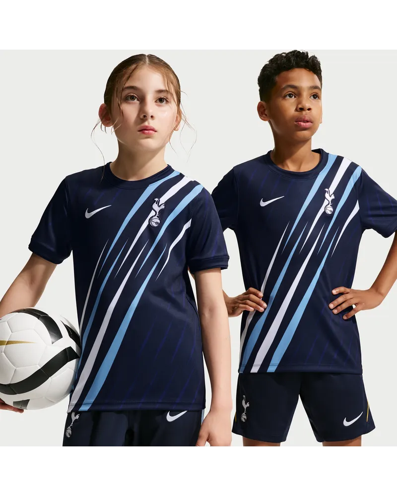 Nike Tottenham Hotspur  Dri-FIT kurzärmeliges Pre-Match-Fußballoberteil (ältere Kinder) - Blau Blau