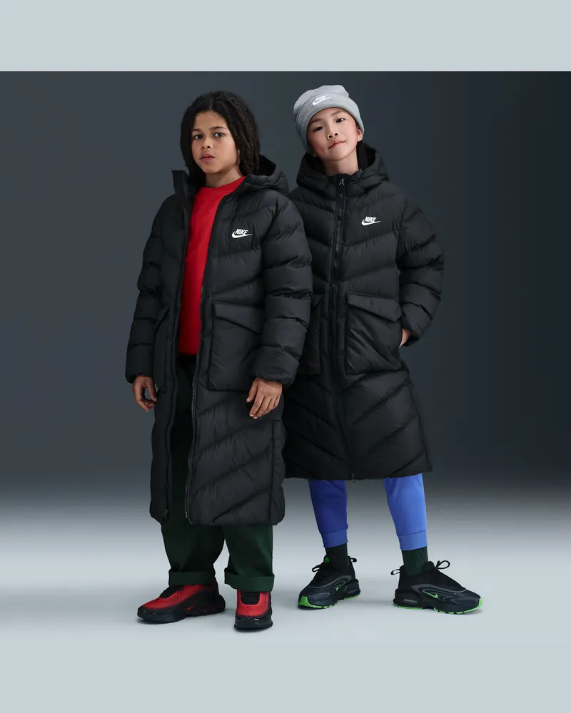 Nike Sportswear All Day Play Therma-FIT-Puffer-Parka mit weiter Passform (ältere Kinder) - Schwarz Schwarz
