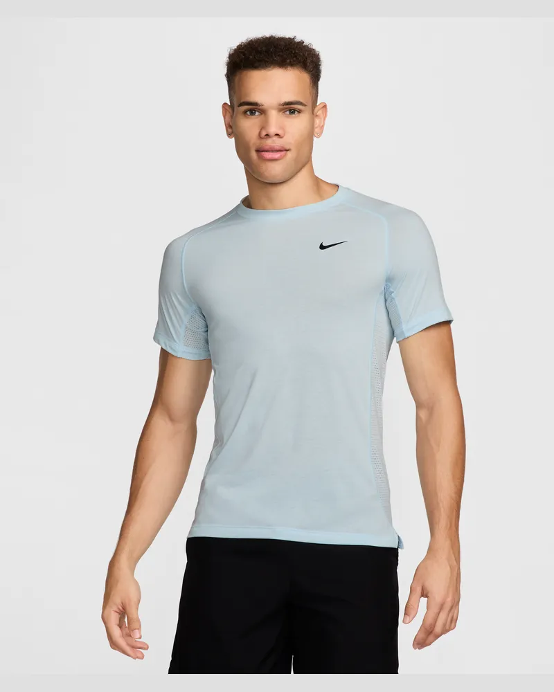 Nike Flex Rep Dri-FIT Kurzarm-Fitness-Top für Herren - Blau Blau