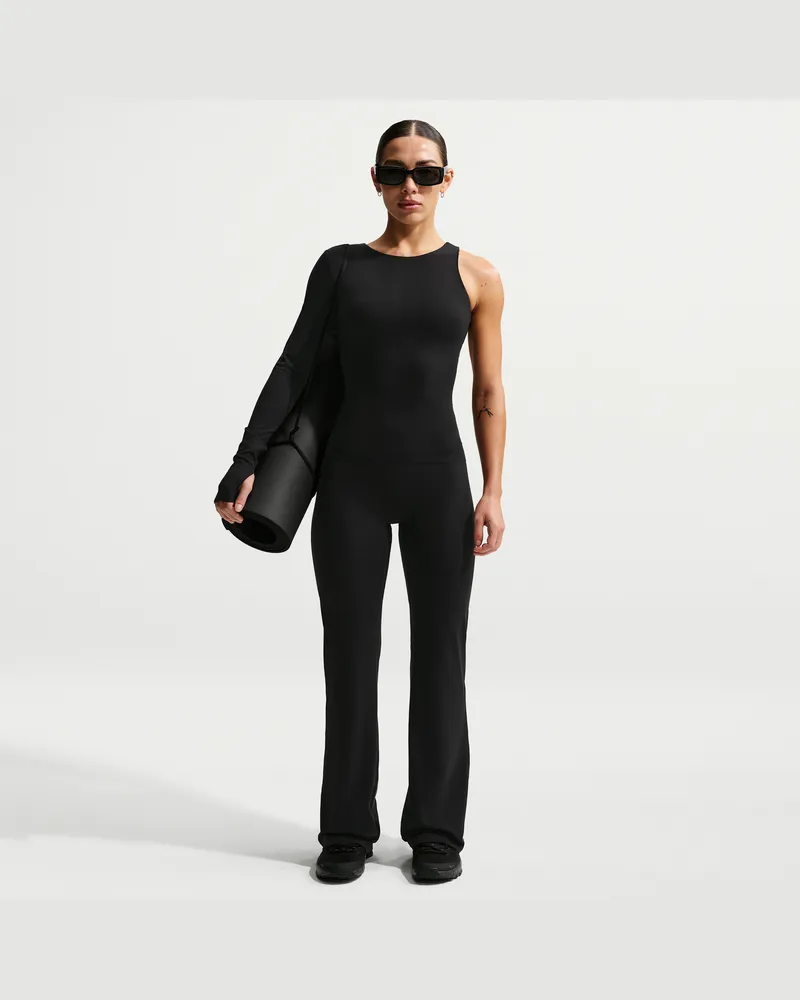 Nike Zenvy ausgestellte Leggings mit hohem Bund und ohne Frontnaht (Damen) - Schwarz Schwarz